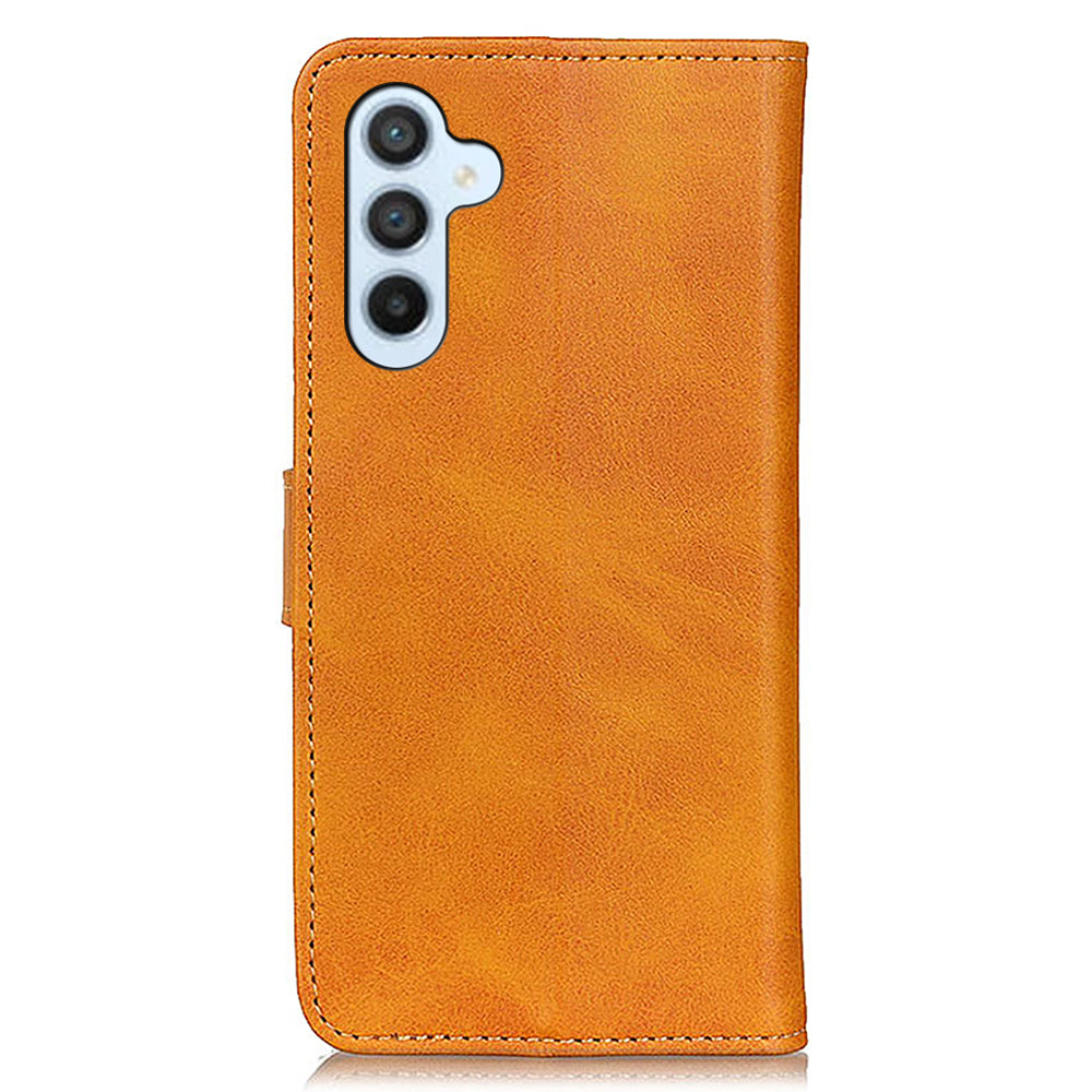 For Samsung Galaxy F34 5G / M34 5G Cowhide Texture Wallet Leather Phone Case Full Protection Stand Cover - Brown