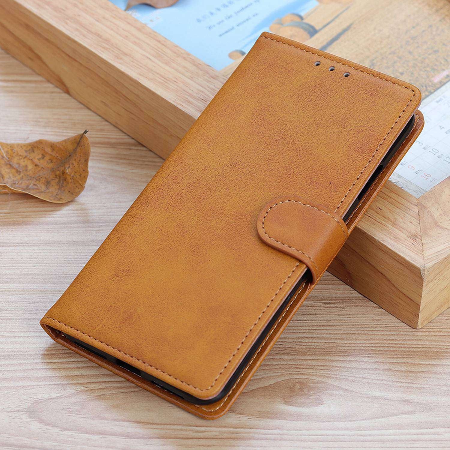 For Samsung Galaxy F34 5G / M34 5G Cowhide Texture Wallet Leather Phone Case Full Protection Stand Cover - Brown