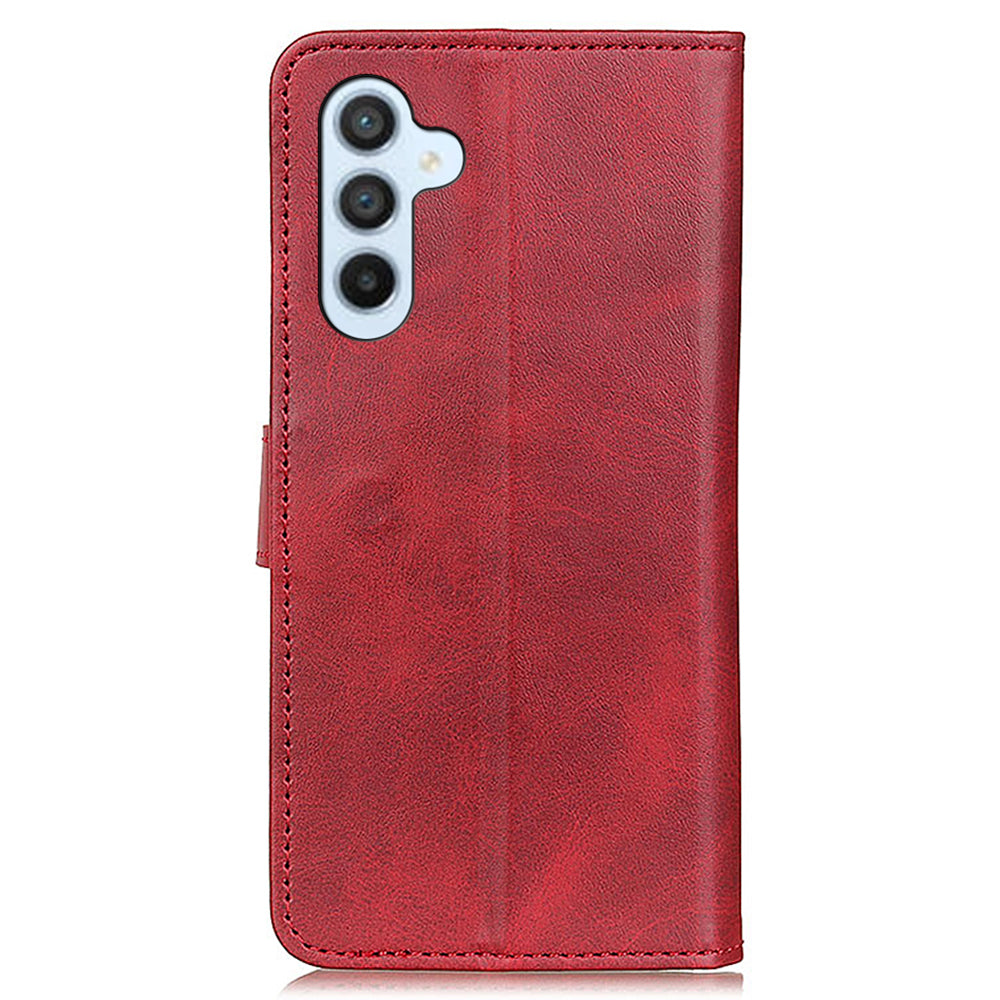 For Samsung Galaxy F34 5G / M34 5G Cowhide Texture Wallet Leather Phone Case Full Protection Stand Cover - Red