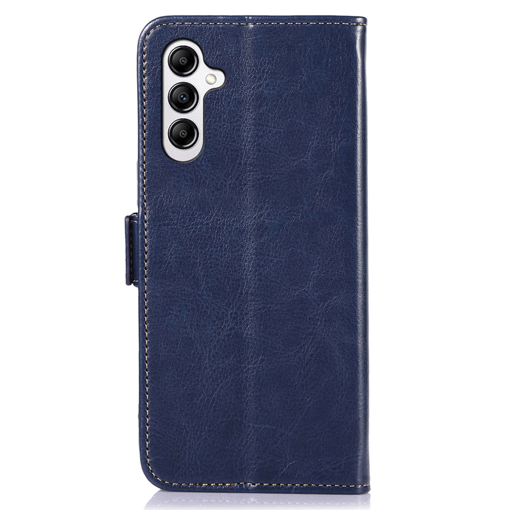 ABEEL For Samsung Galaxy F34 5G / M34 5G PU Leather Wallet Phone Cover Crazy Horse Texture Stand Case - Blue