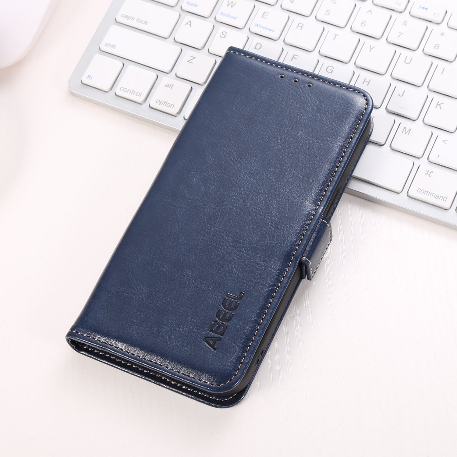 ABEEL For Samsung Galaxy F34 5G / M34 5G PU Leather Wallet Phone Cover Crazy Horse Texture Stand Case - Blue