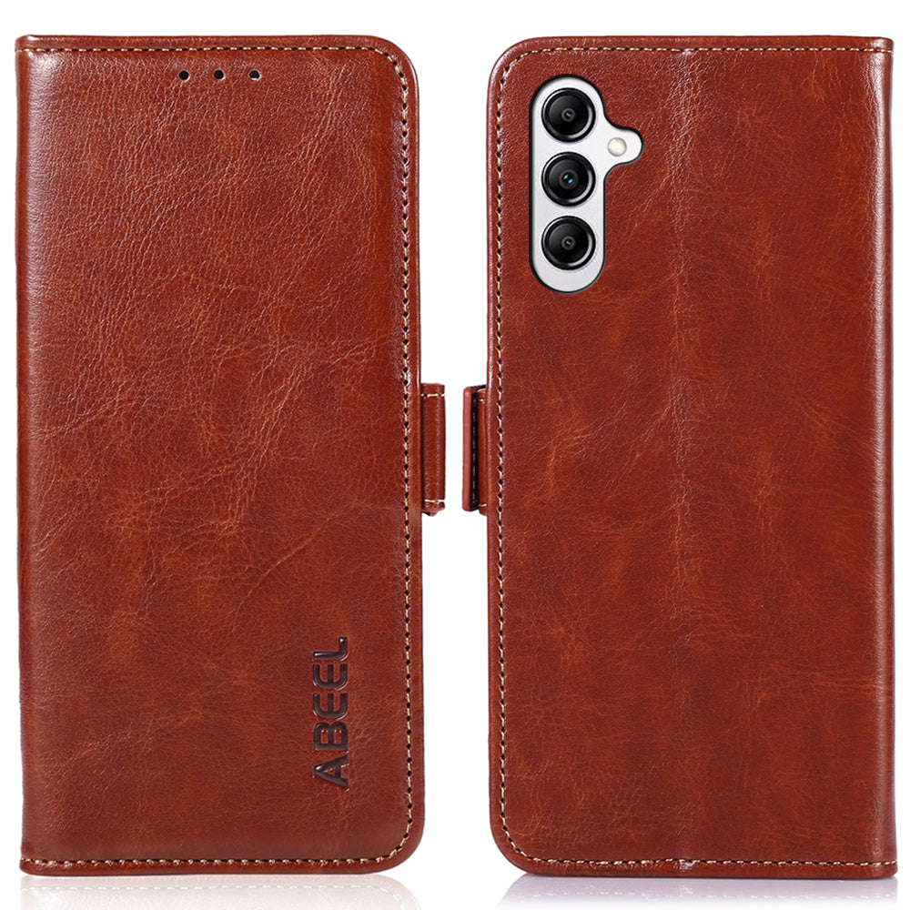 ABEEL For Samsung Galaxy F34 5G / M34 5G PU Leather Wallet Phone Cover Crazy Horse Texture Stand Case - Brown