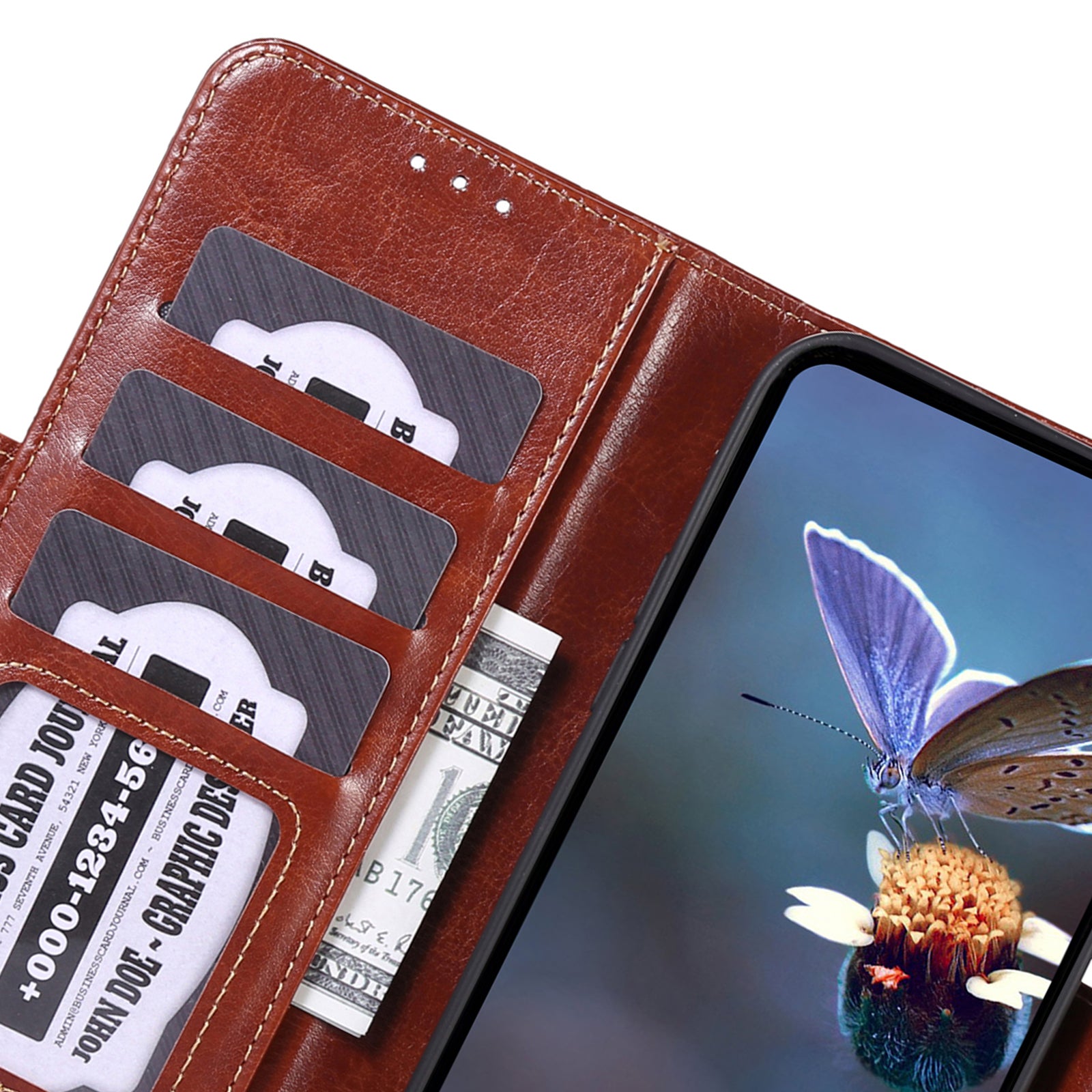 ABEEL For Samsung Galaxy F34 5G / M34 5G PU Leather Wallet Phone Cover Crazy Horse Texture Stand Case - Brown