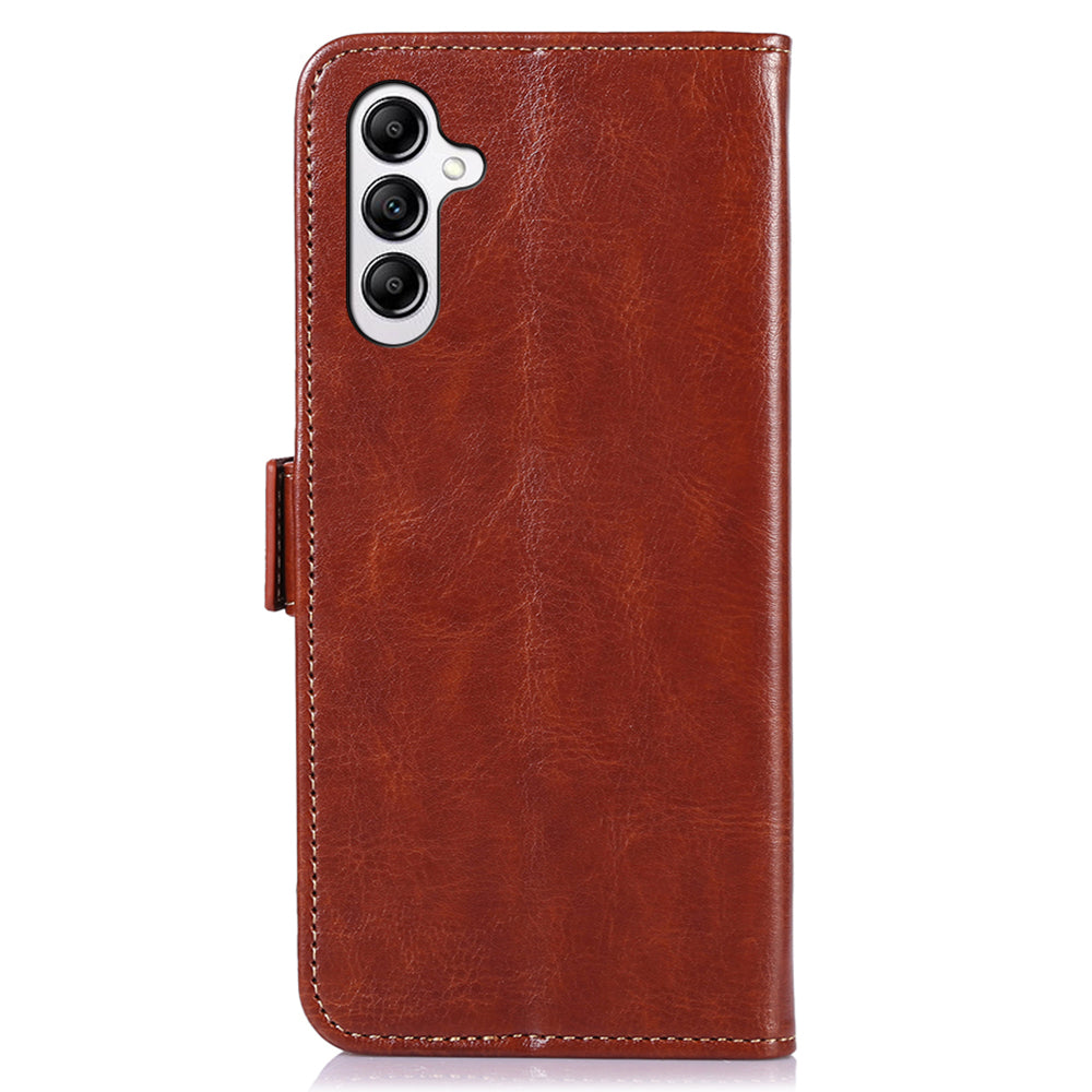 ABEEL For Samsung Galaxy F34 5G / M34 5G PU Leather Wallet Phone Cover Crazy Horse Texture Stand Case - Brown