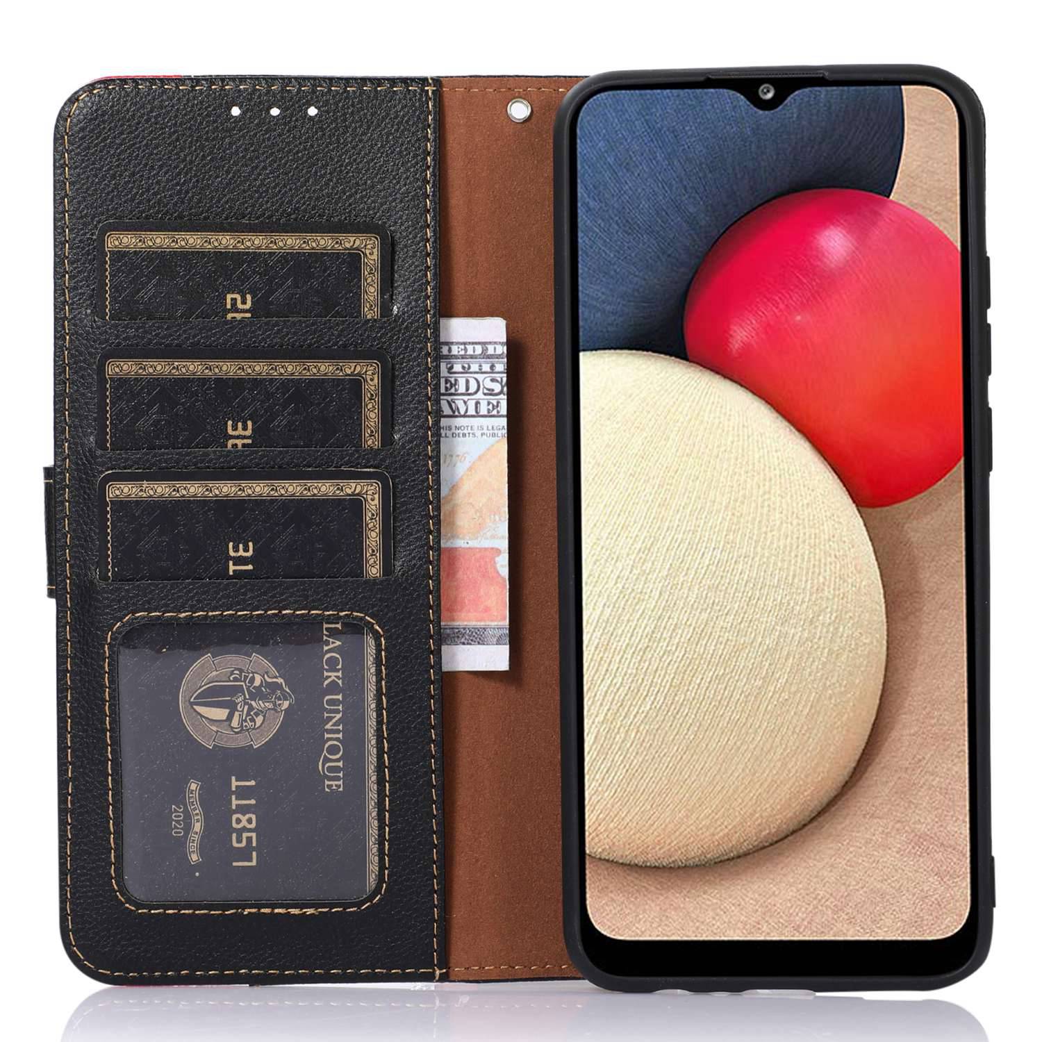 KHAZNEH For Samsung Galaxy F34 5G / M34 5G RFID Blocking Phone Leather Case Wallet Stand Litchi Texture Cover - Black