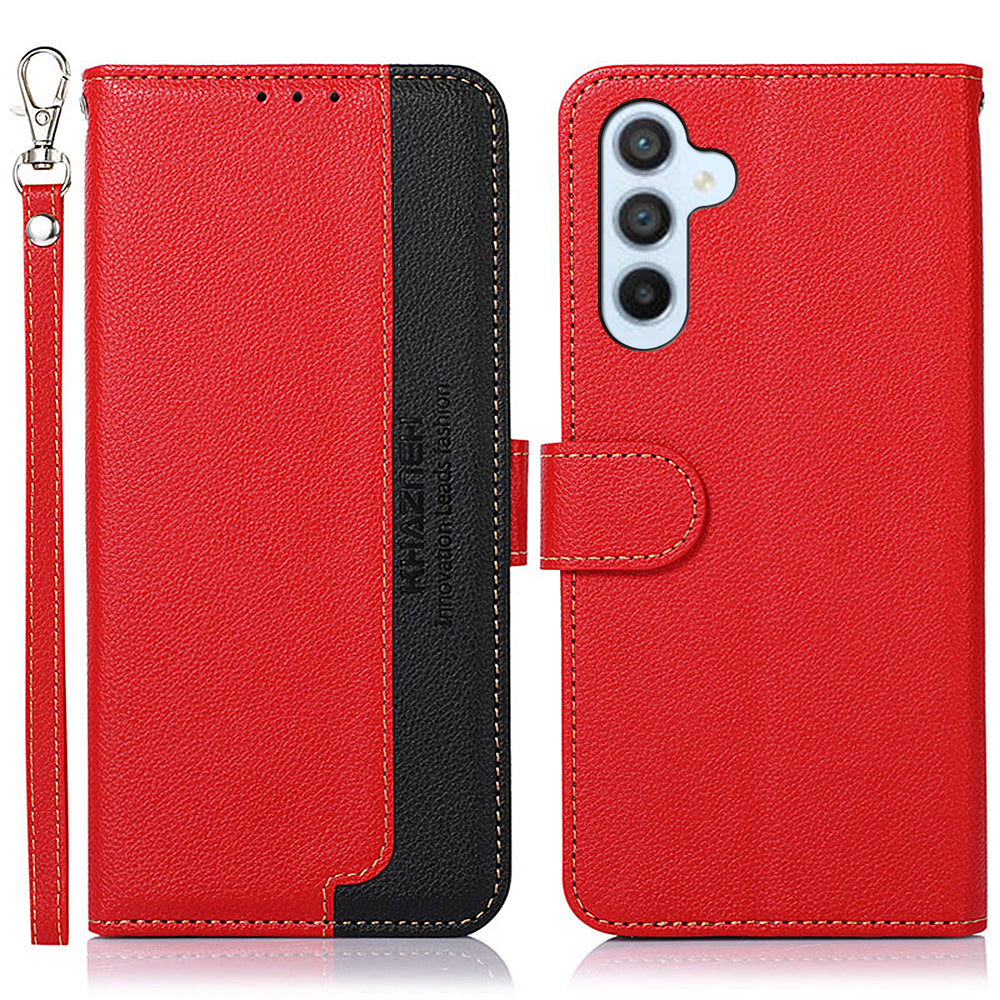 KHAZNEH For Samsung Galaxy F34 5G / M34 5G RFID Blocking Phone Leather Case Wallet Stand Litchi Texture Cover - Red