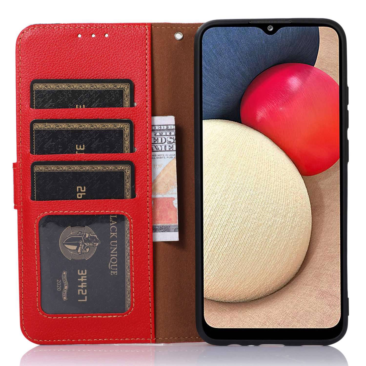 KHAZNEH For Samsung Galaxy F34 5G / M34 5G RFID Blocking Phone Leather Case Wallet Stand Litchi Texture Cover - Red