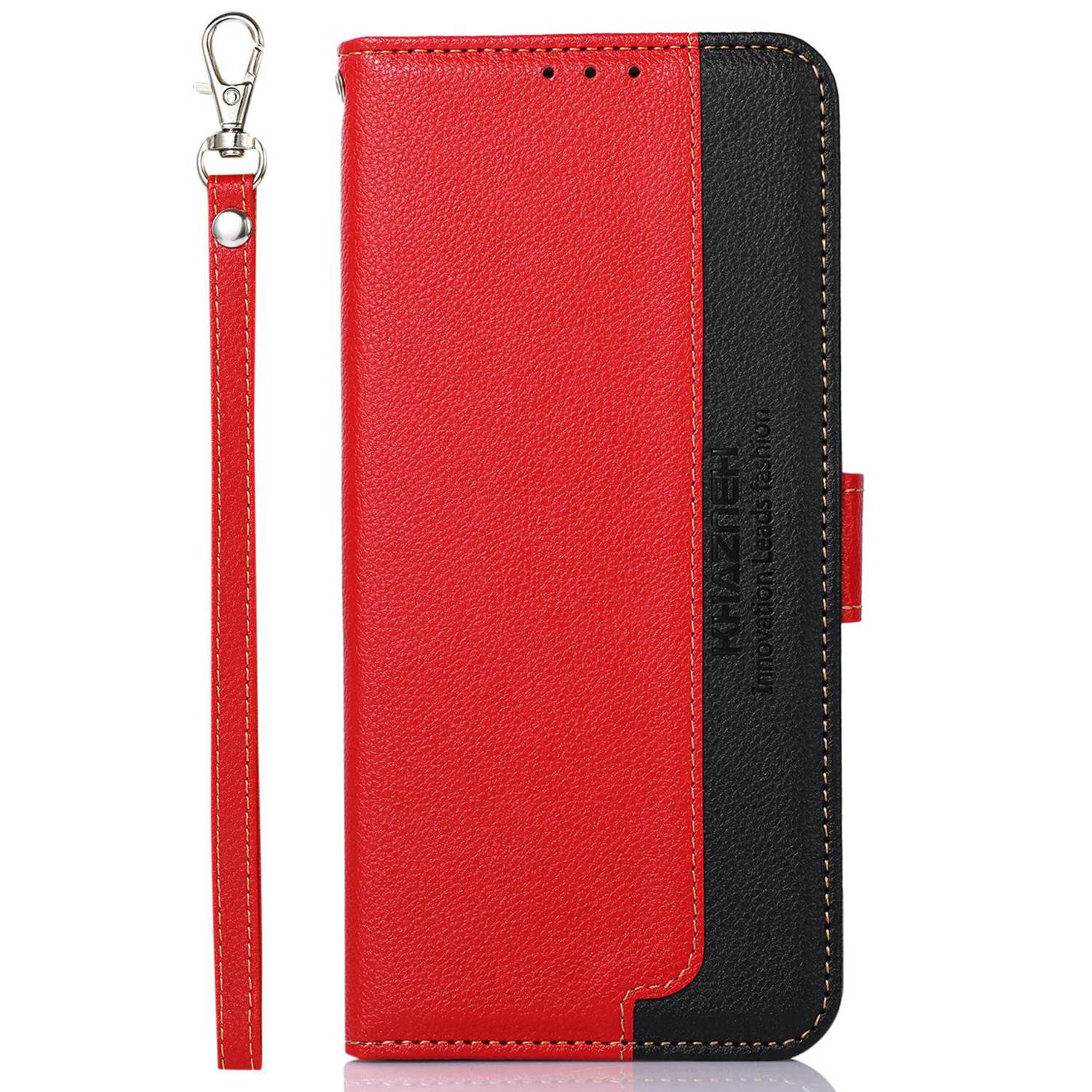 KHAZNEH For Samsung Galaxy F34 5G / M34 5G RFID Blocking Phone Leather Case Wallet Stand Litchi Texture Cover - Red