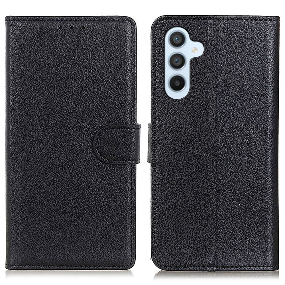 For Samsung Galaxy F34 5G / M34 5G Litchi Texture Leather Wallet Case Stand Protective Phone Cover - Black