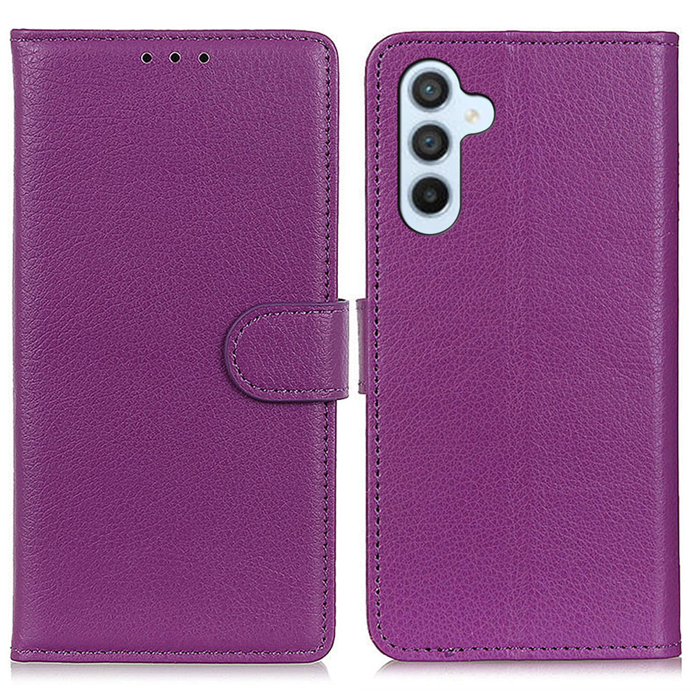 For Samsung Galaxy F34 5G / M34 5G Litchi Texture Leather Wallet Case Stand Protective Phone Cover - Purple