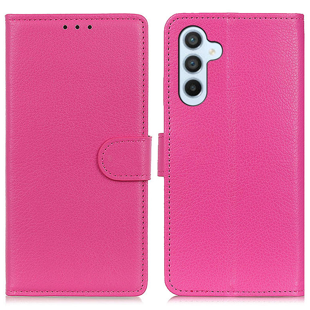 For Samsung Galaxy F34 5G / M34 5G Litchi Texture Leather Wallet Case Stand Protective Phone Cover - Rose