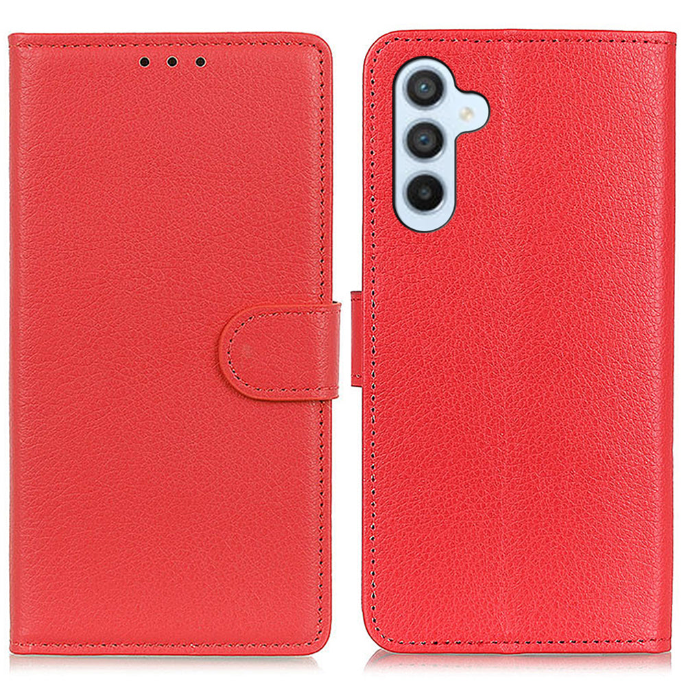 For Samsung Galaxy F34 5G / M34 5G Litchi Texture Leather Wallet Case Stand Protective Phone Cover - Red