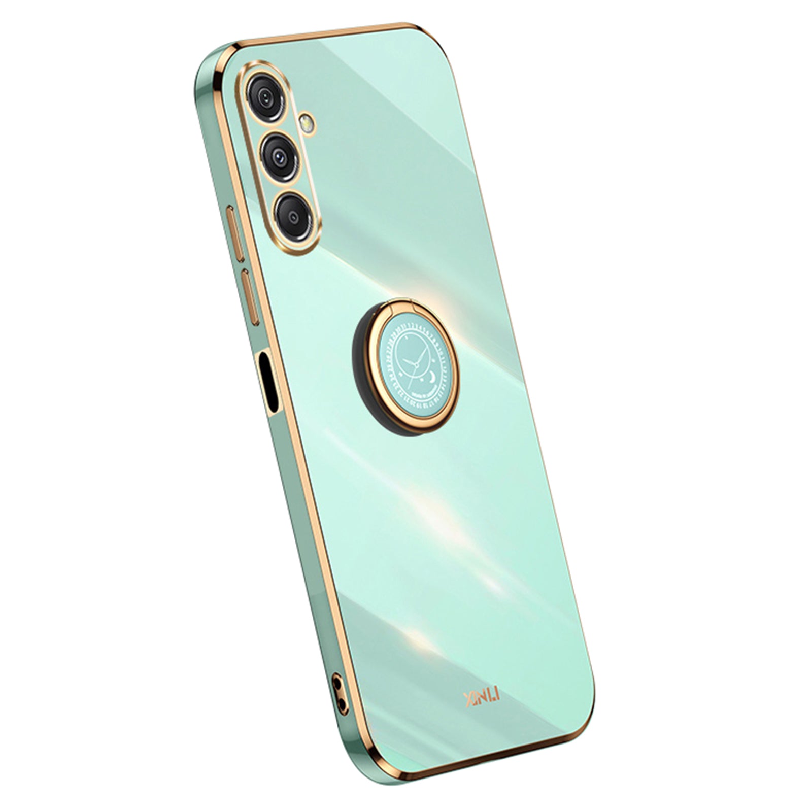 XINLI For Samsung Galaxy F34 5G / M34 5G Ring Kickstand TPU Back Cover Electroplated Anti-scratch Phone Case - Cyan