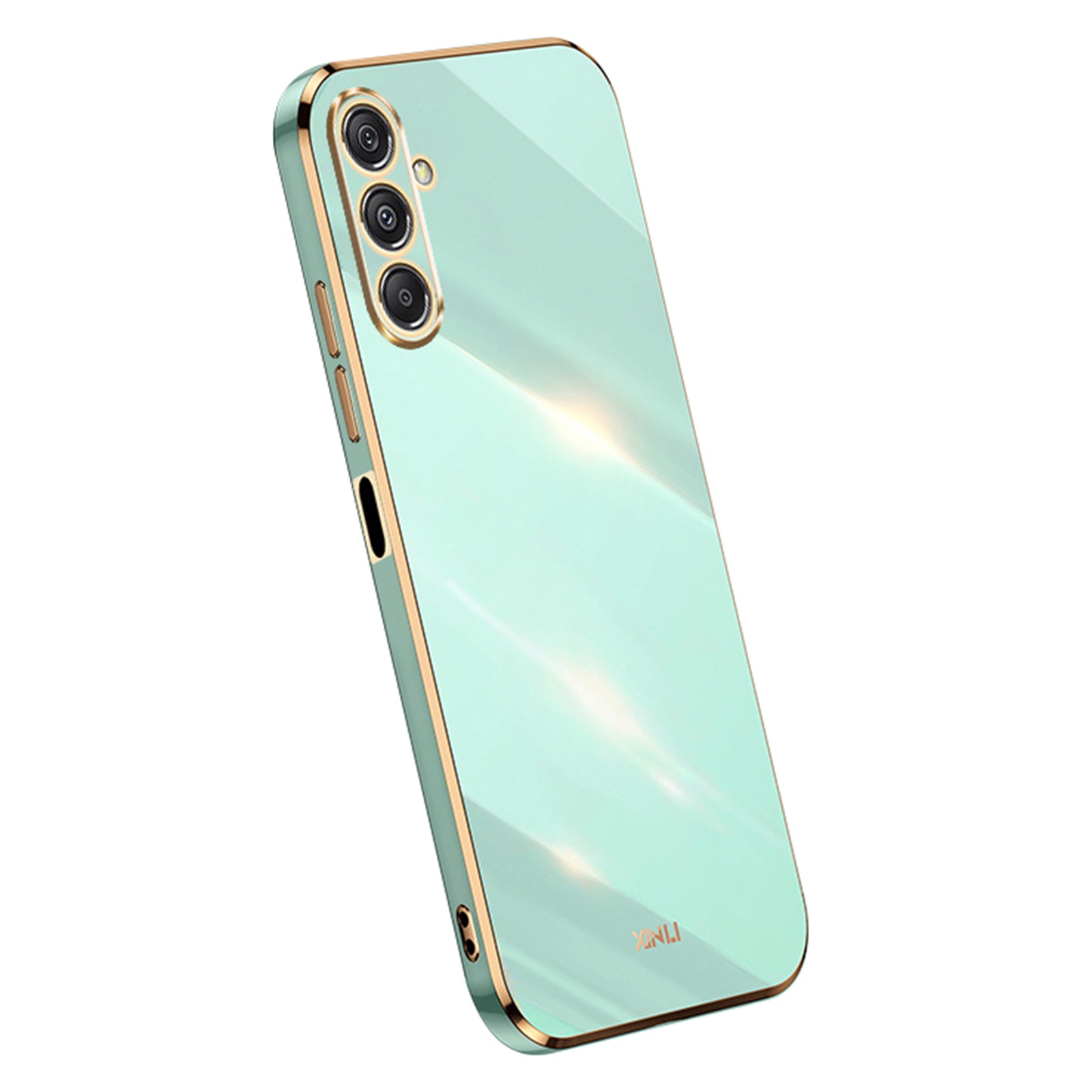 XINLI For Samsung Galaxy F34 5G / M34 5G Electroplated Gold Edge Phone Case TPU Anti-scratch Cover - Cyan