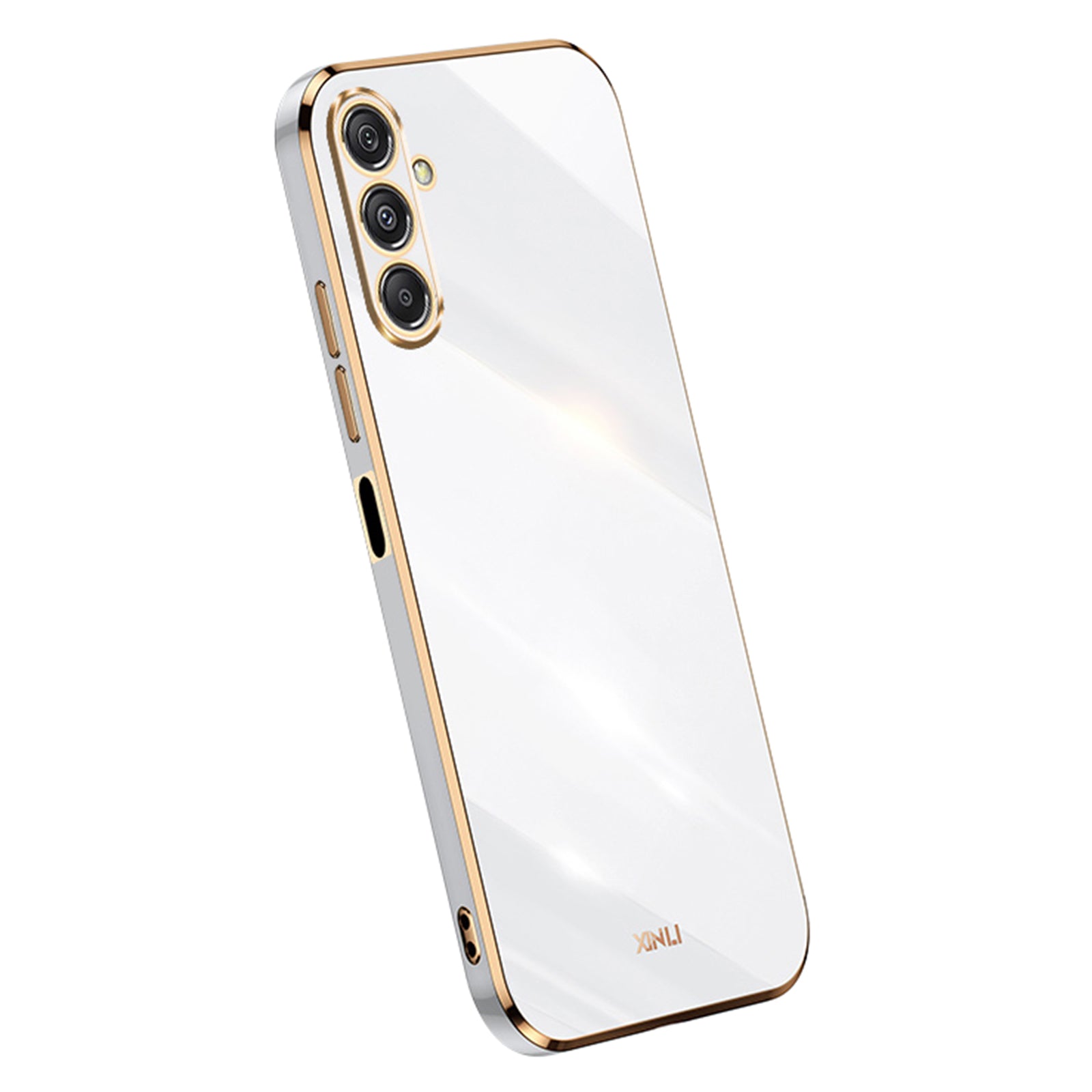 XINLI For Samsung Galaxy F34 5G / M34 5G Electroplated Gold Edge Phone Case TPU Anti-scratch Cover - White