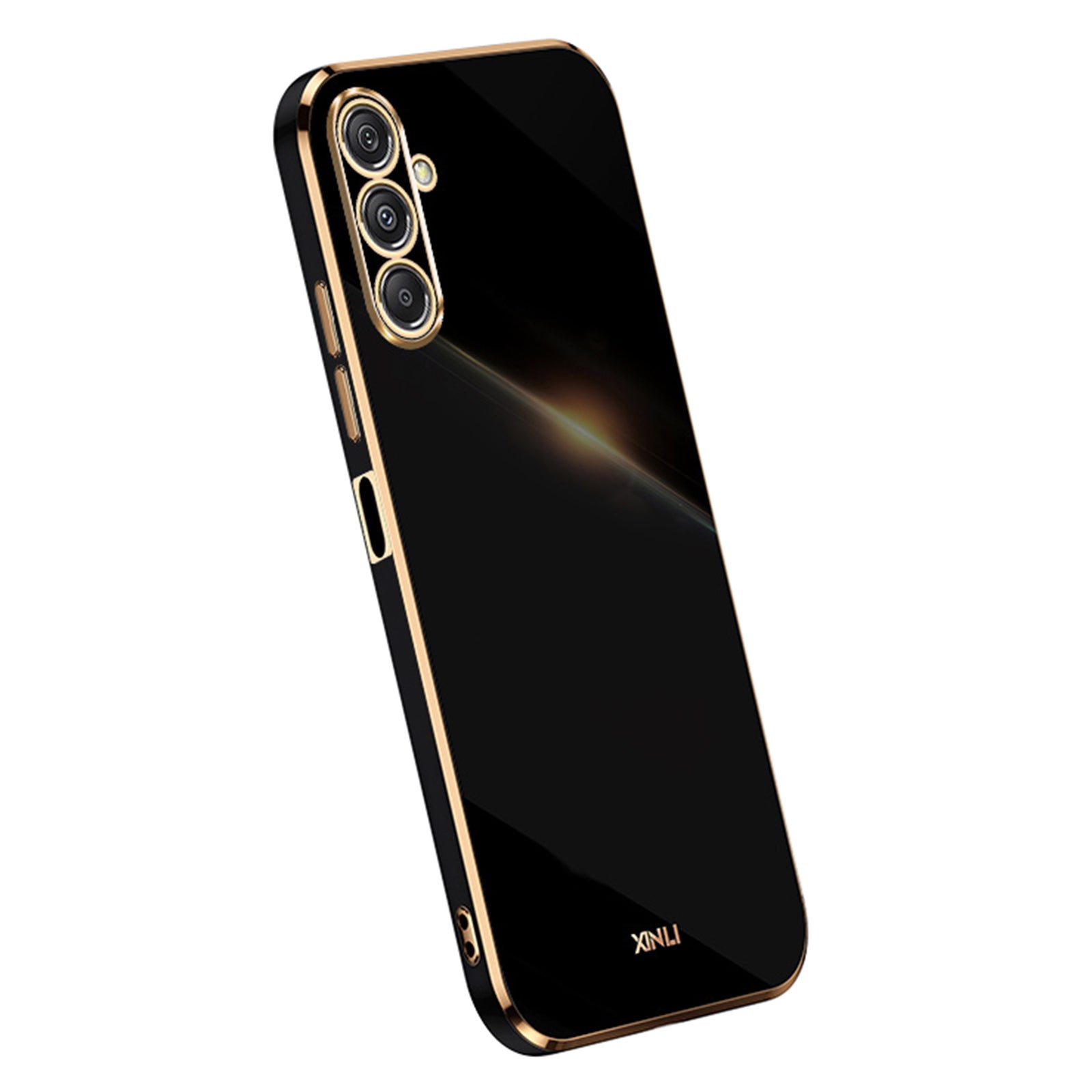 XINLI For Samsung Galaxy F34 5G / M34 5G Electroplated Gold Edge Phone Case TPU Anti-scratch Cover - Black