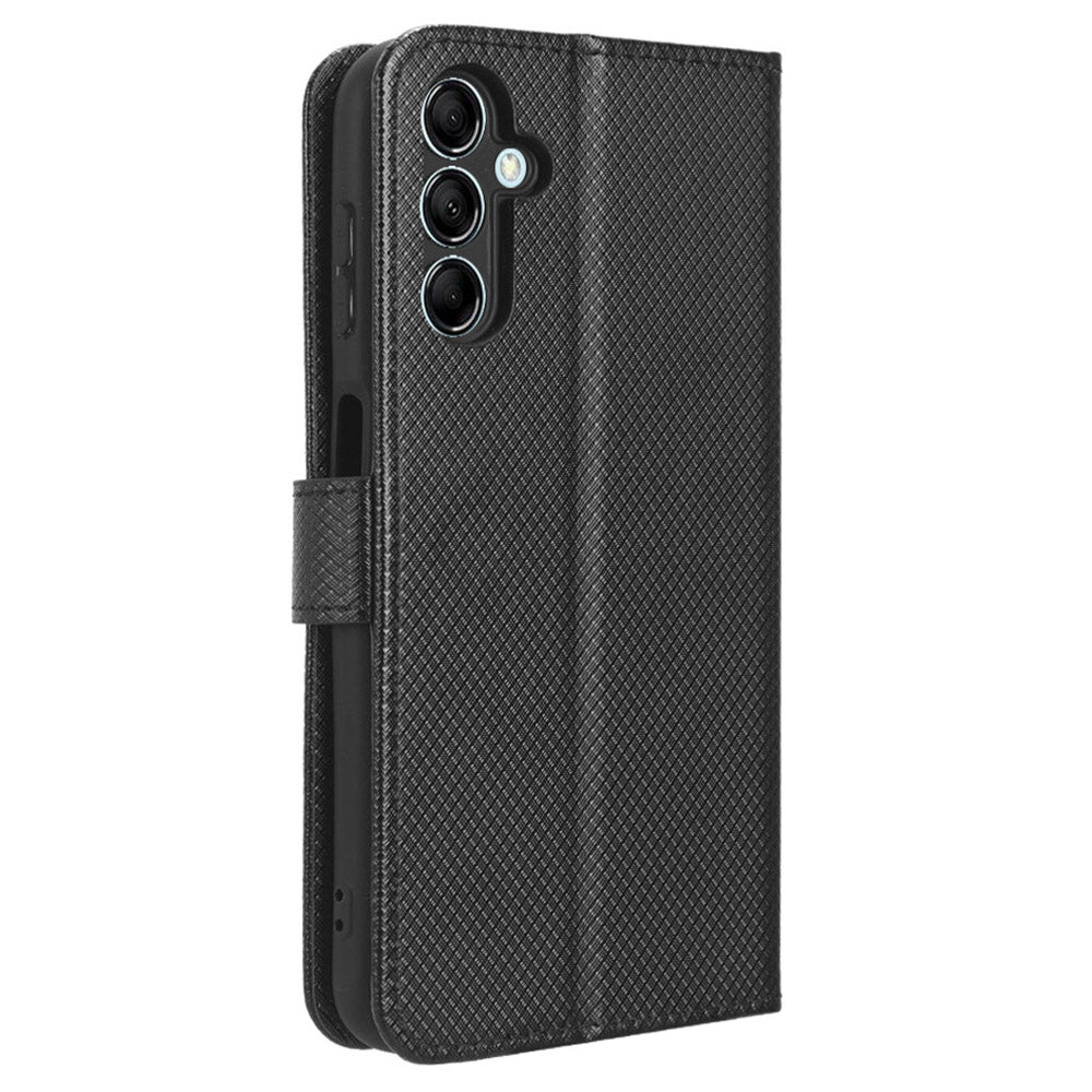 Diamond Texture Leather Case for Samsung Galaxy F34 5G / M34 5G , Wallet Stand Protective Phone Cover - Black