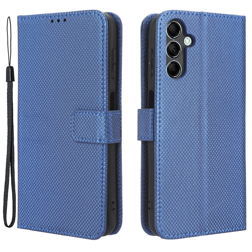 Diamond Texture Leather Case for Samsung Galaxy F34 5G / M34 5G , Wallet Stand Protective Phone Cover - Blue