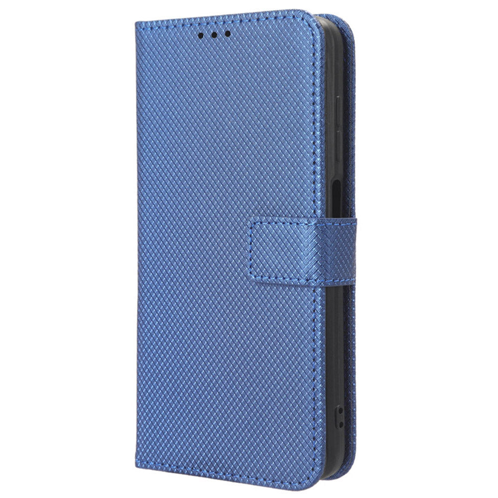 Diamond Texture Leather Case for Samsung Galaxy F34 5G / M34 5G , Wallet Stand Protective Phone Cover - Blue