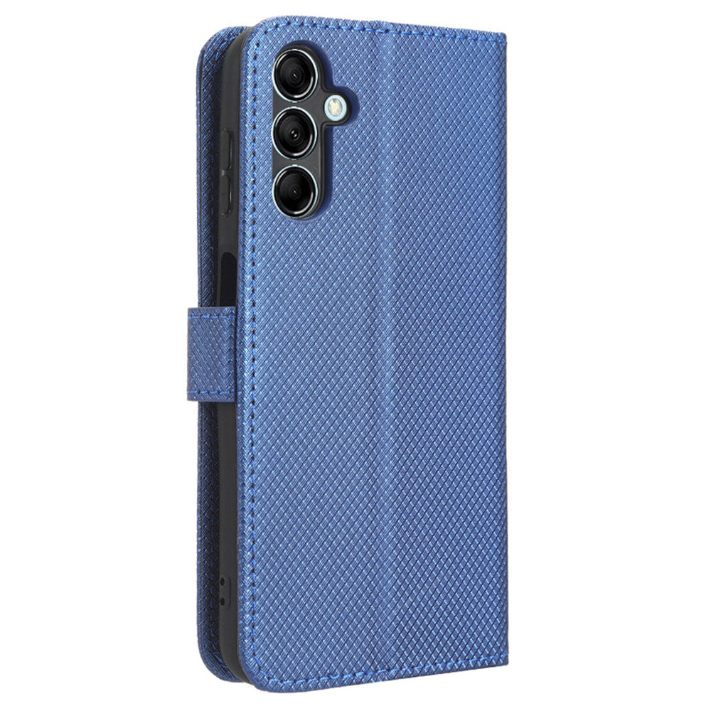 Diamond Texture Leather Case for Samsung Galaxy F34 5G / M34 5G , Wallet Stand Protective Phone Cover - Blue