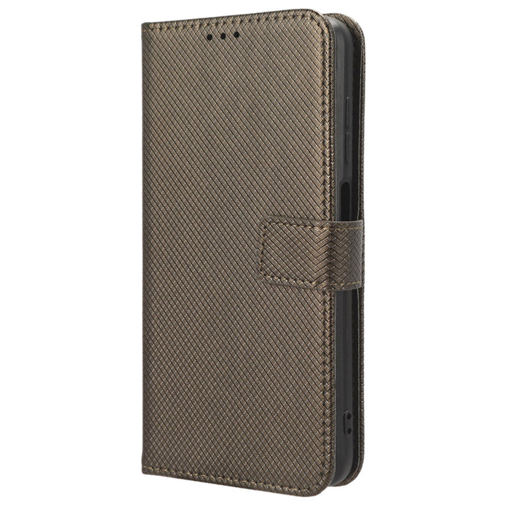 Diamond Texture Leather Case for Samsung Galaxy F34 5G / M34 5G , Wallet Stand Protective Phone Cover - Brown