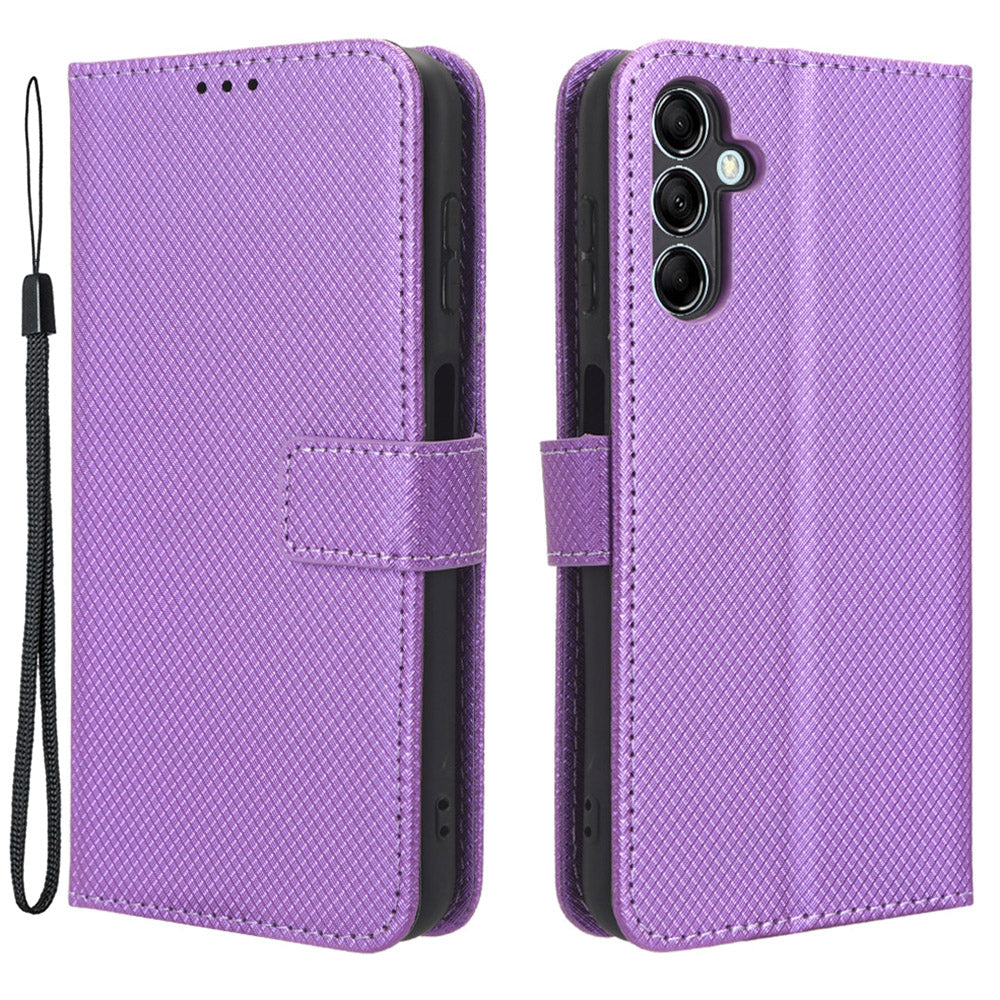 Diamond Texture Leather Case for Samsung Galaxy F34 5G / M34 5G , Wallet Stand Protective Phone Cover - Purple