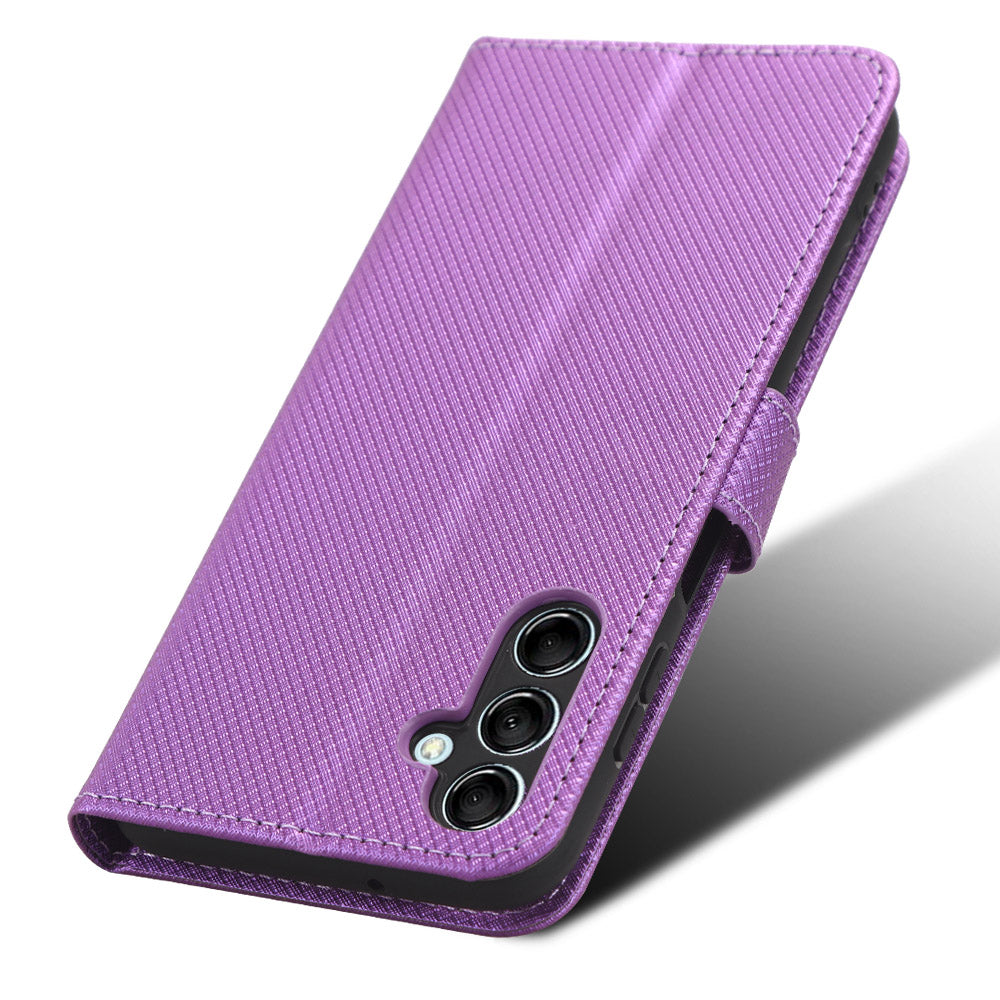 Diamond Texture Leather Case for Samsung Galaxy F34 5G / M34 5G , Wallet Stand Protective Phone Cover - Purple