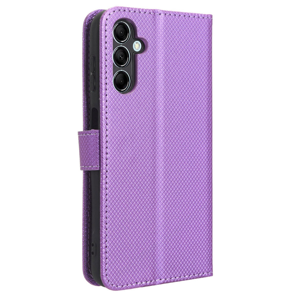 Diamond Texture Leather Case for Samsung Galaxy F34 5G / M34 5G , Wallet Stand Protective Phone Cover - Purple