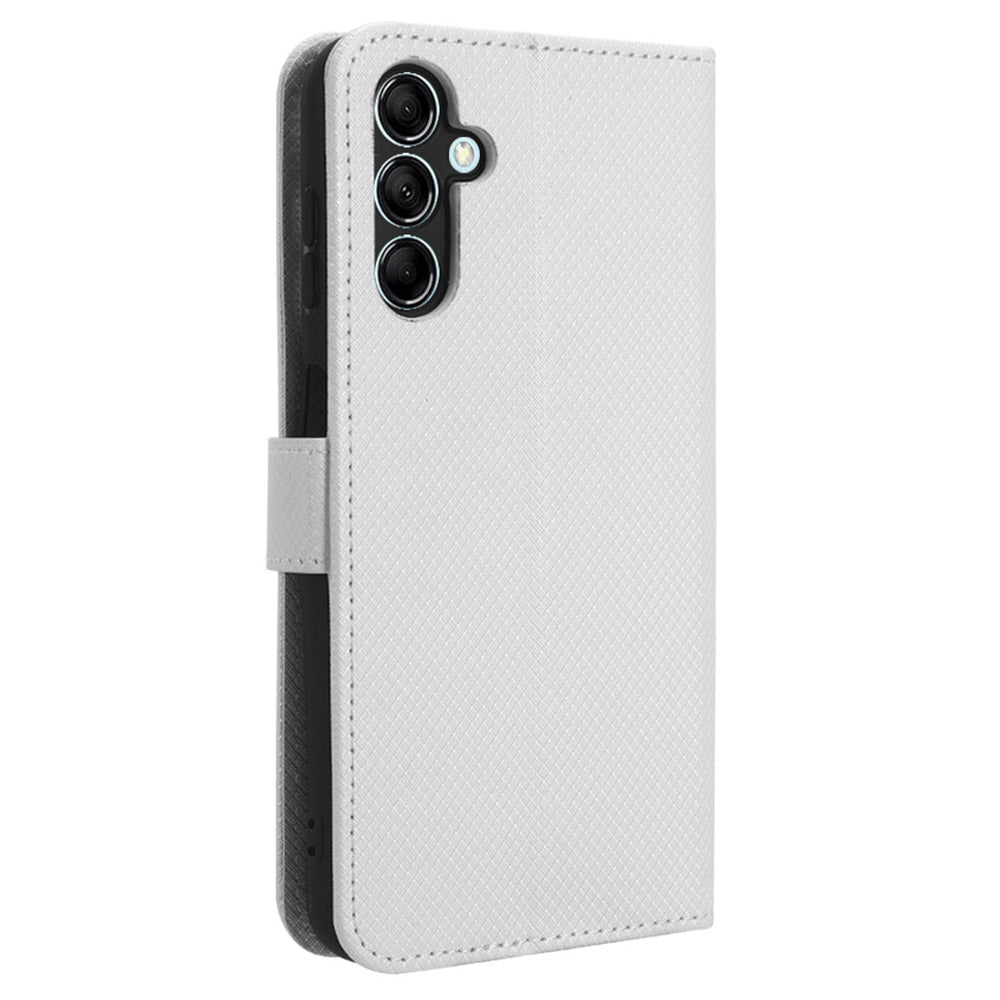 Diamond Texture Leather Case for Samsung Galaxy F34 5G / M34 5G , Wallet Stand Protective Phone Cover - White