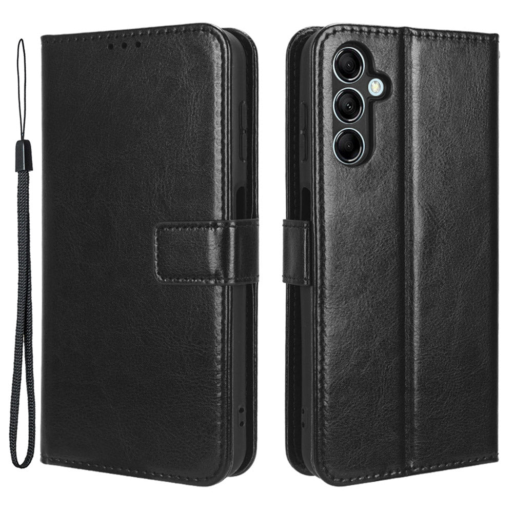 For Samsung Galaxy F34 5G / M34 5G Crazy Horse Texture Leather Case Phone Cover with Wallet Stand - Black