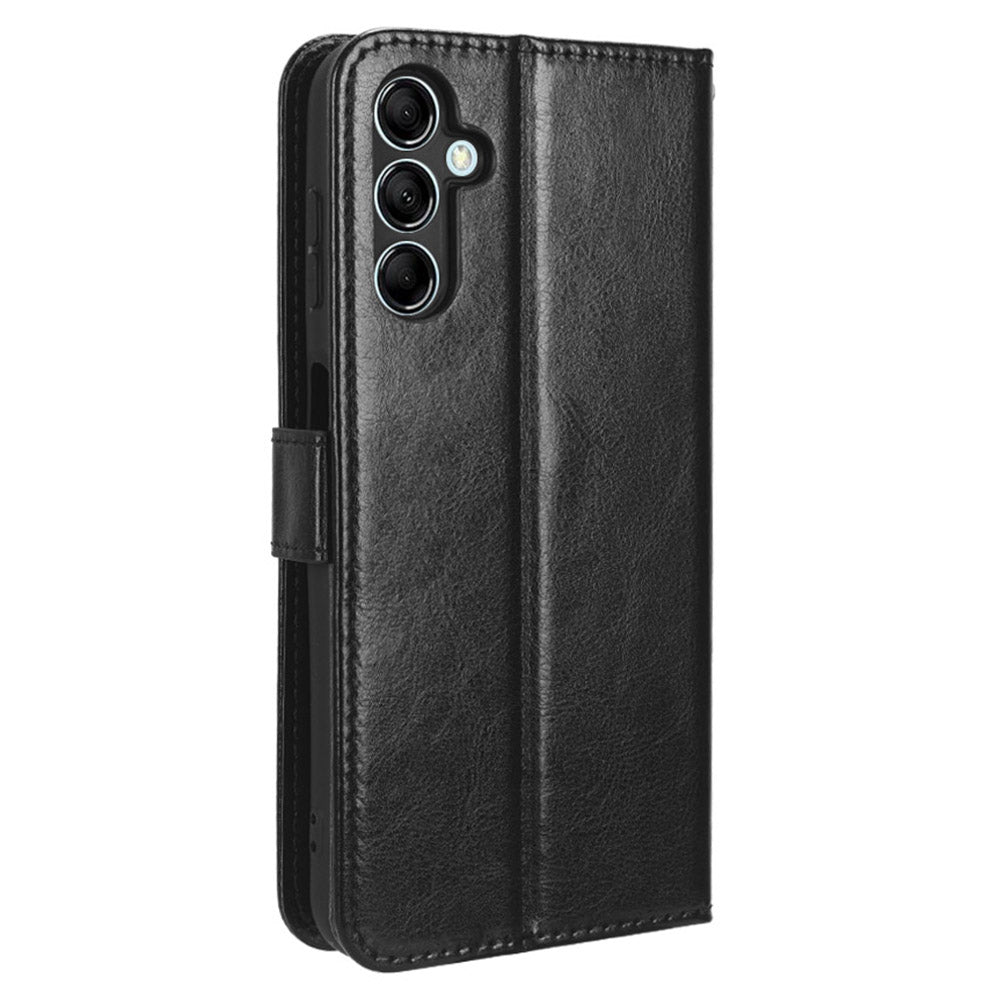 For Samsung Galaxy F34 5G / M34 5G Crazy Horse Texture Leather Case Phone Cover with Wallet Stand - Black