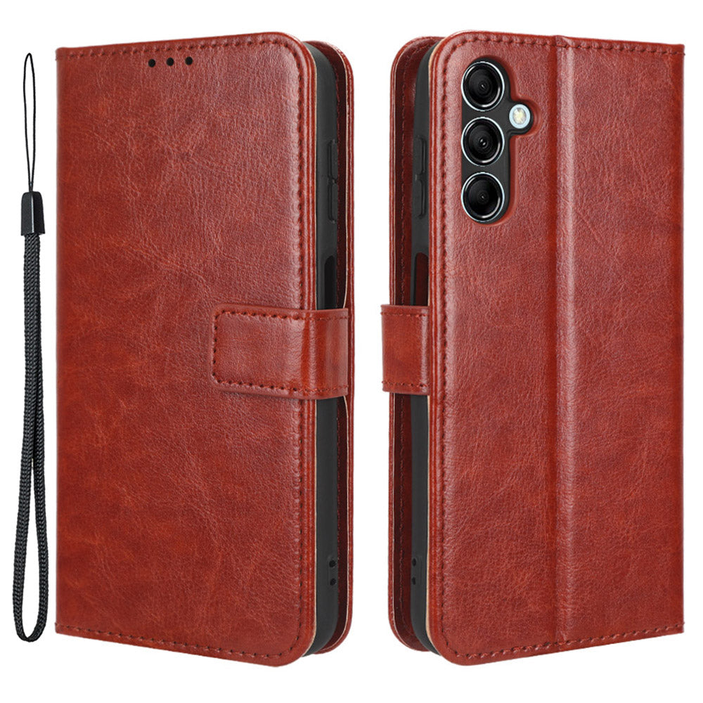 For Samsung Galaxy F34 5G / M34 5G Crazy Horse Texture Leather Case Phone Cover with Wallet Stand - Brown