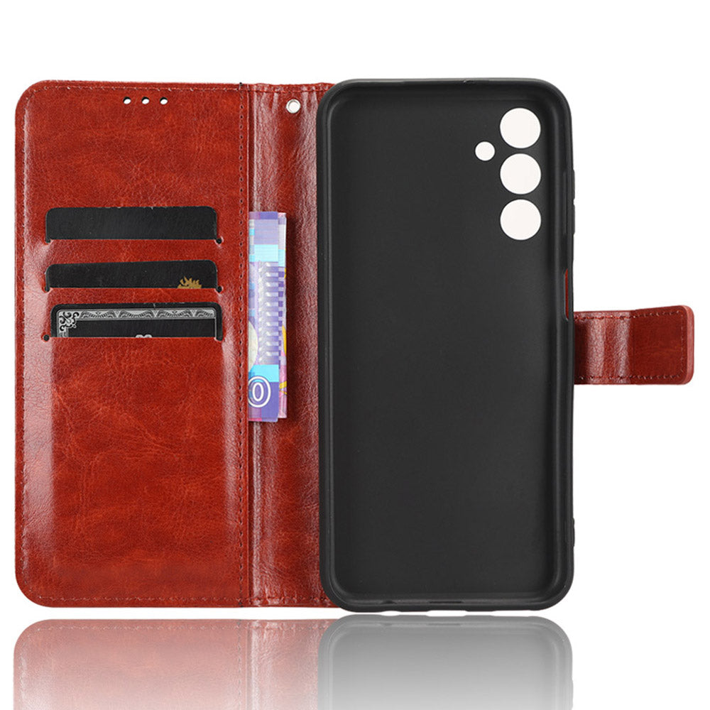 For Samsung Galaxy F34 5G / M34 5G Crazy Horse Texture Leather Case Phone Cover with Wallet Stand - Brown