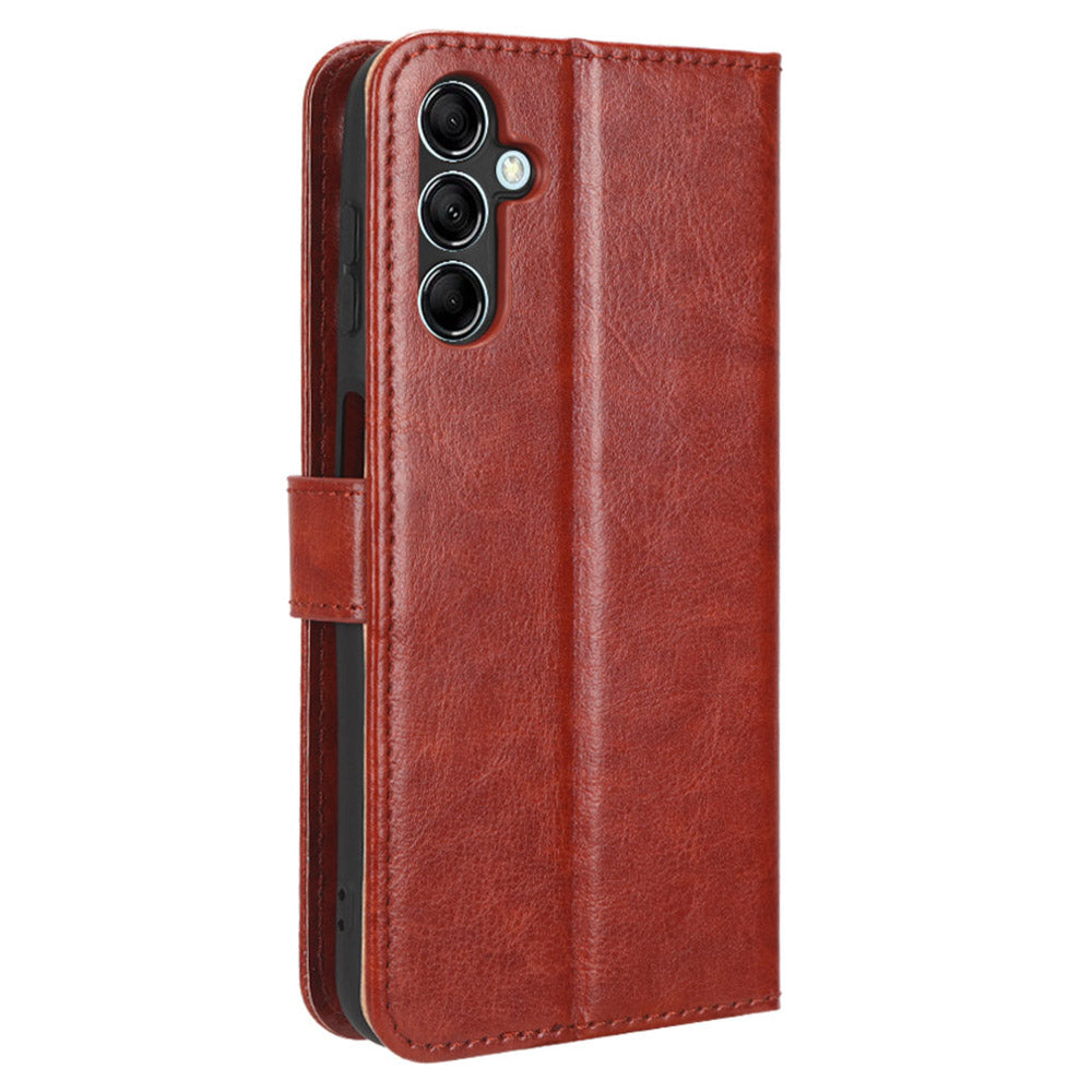 For Samsung Galaxy F34 5G / M34 5G Crazy Horse Texture Leather Case Phone Cover with Wallet Stand - Brown