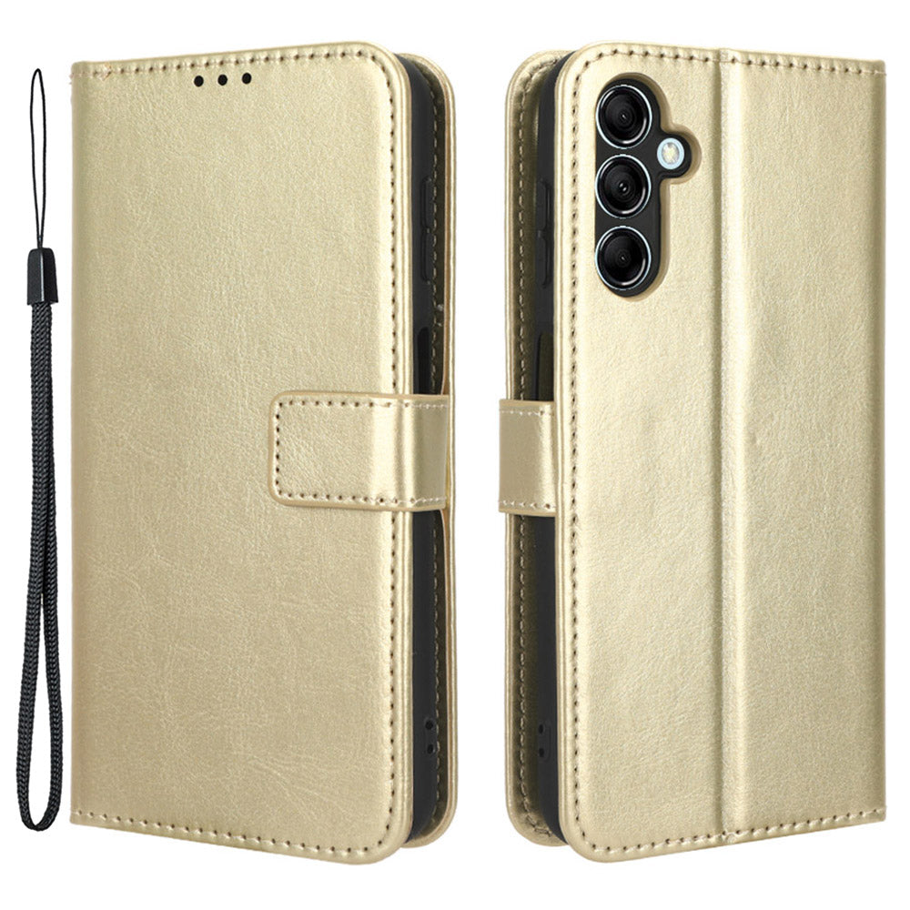 For Samsung Galaxy F34 5G / M34 5G Crazy Horse Texture Leather Case Phone Cover with Wallet Stand - Gold