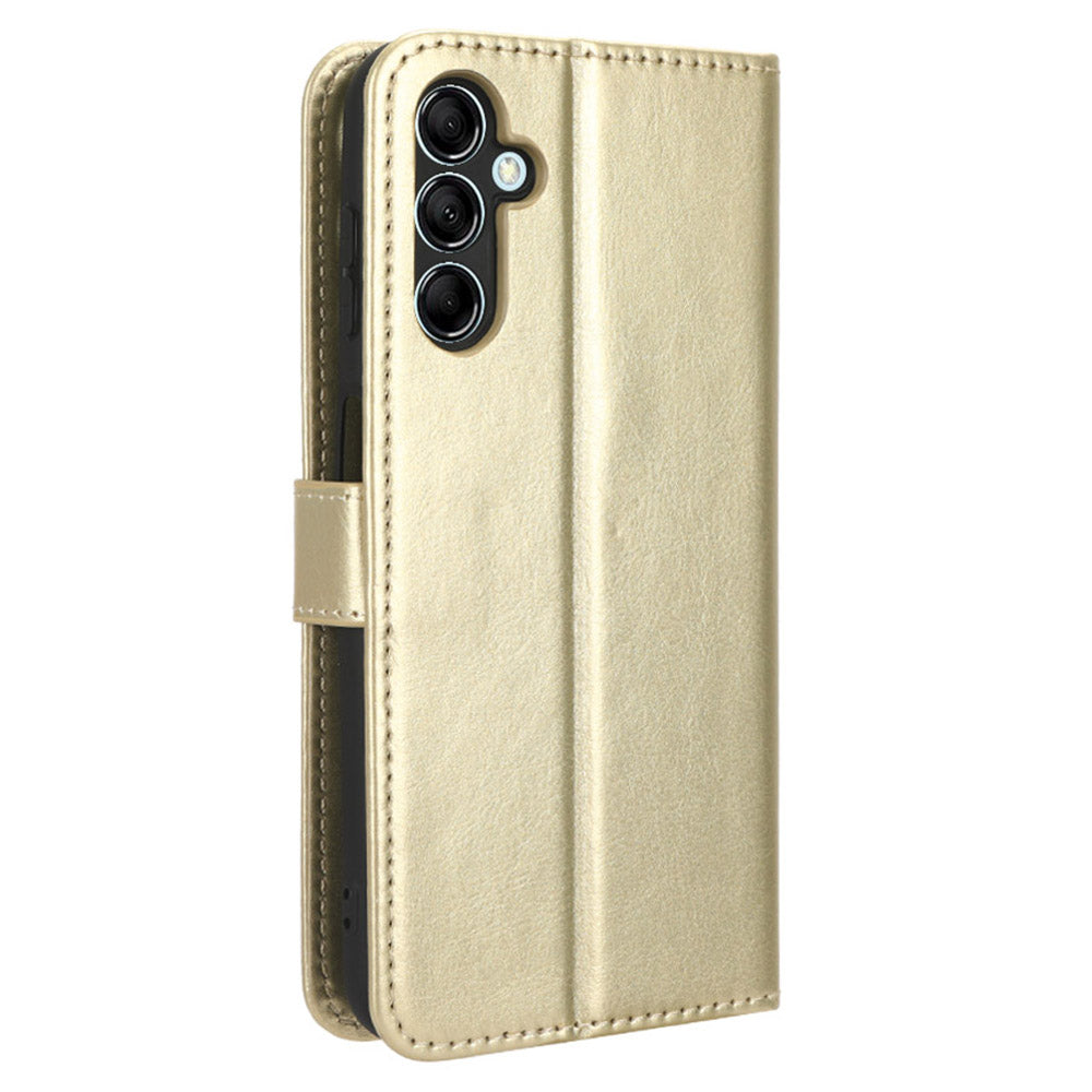 For Samsung Galaxy F34 5G / M34 5G Crazy Horse Texture Leather Case Phone Cover with Wallet Stand - Gold