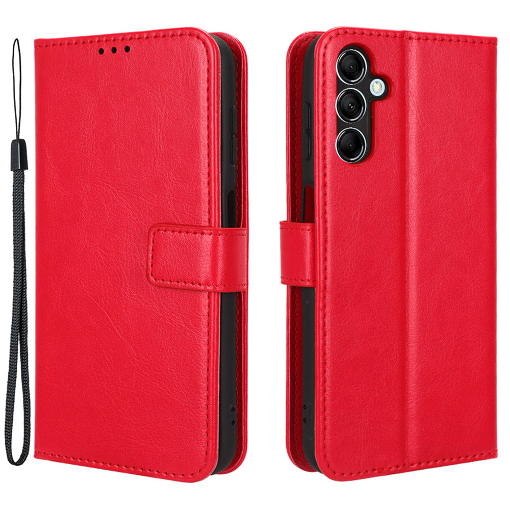 For Samsung Galaxy F34 5G / M34 5G Crazy Horse Texture Leather Case Phone Cover with Wallet Stand - Red