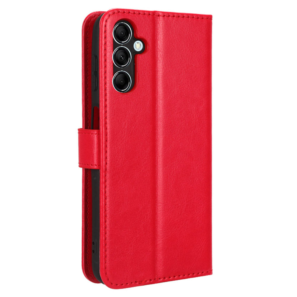 For Samsung Galaxy F34 5G / M34 5G Crazy Horse Texture Leather Case Phone Cover with Wallet Stand - Red