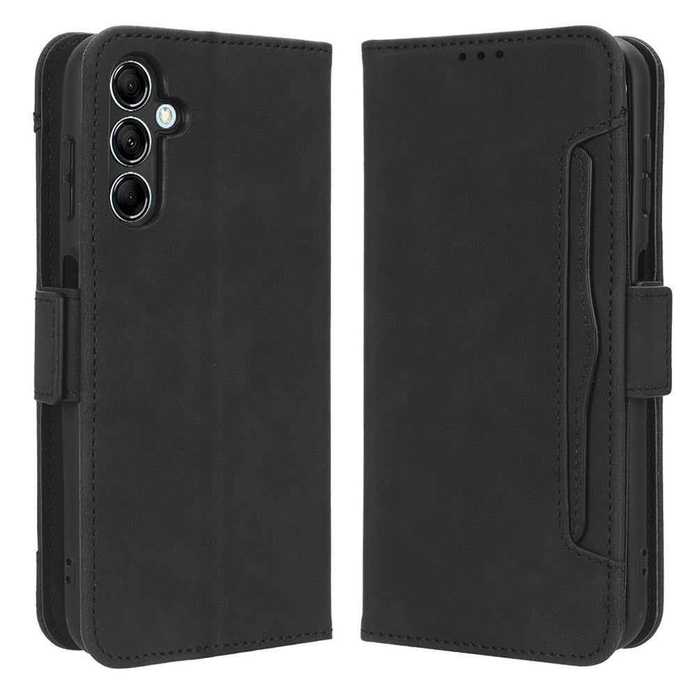 For Samsung Galaxy F34 5G / M34 5G Multiple Card Slots Phone Leather Case Wallet Stand Phone Cover - Black