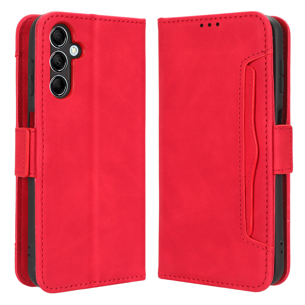 For Samsung Galaxy F34 5G / M34 5G Multiple Card Slots Phone Leather Case Wallet Stand Phone Cover - Red