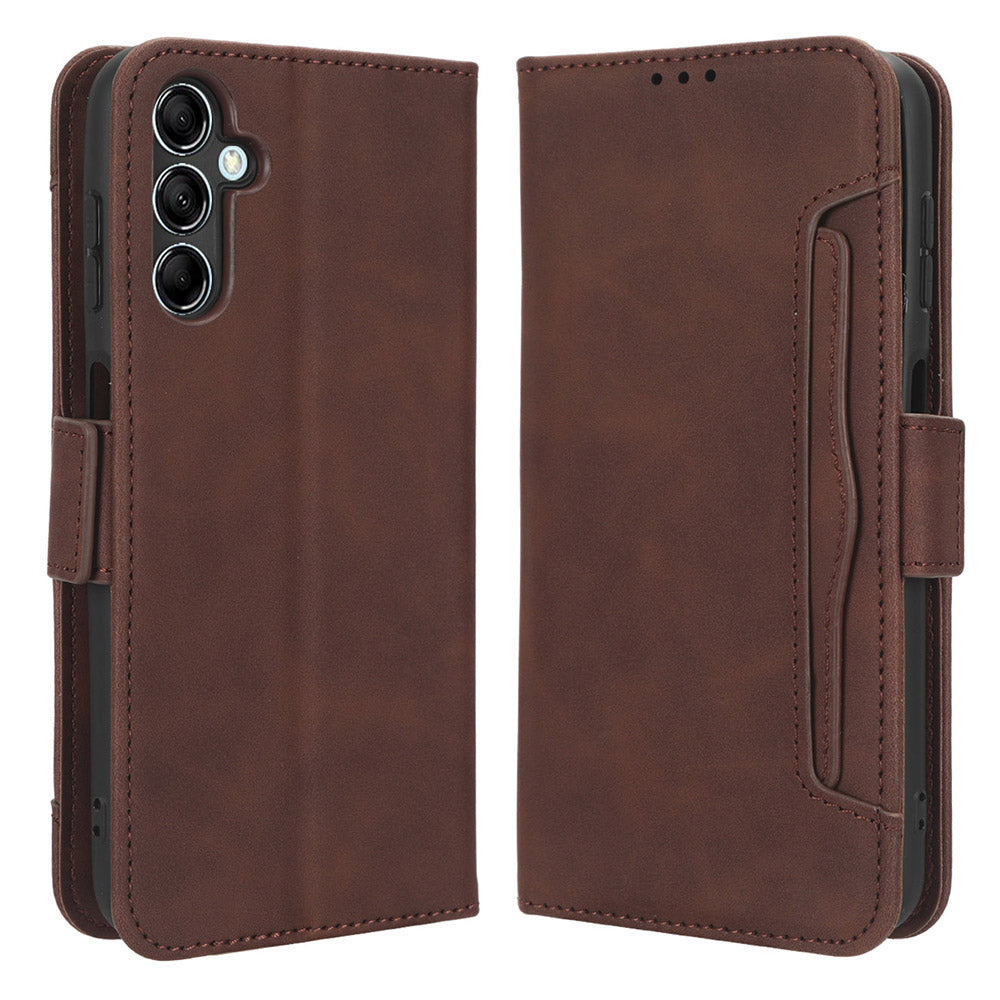 For Samsung Galaxy F34 5G / M34 5G Multiple Card Slots Phone Leather Case Wallet Stand Phone Cover - Brown