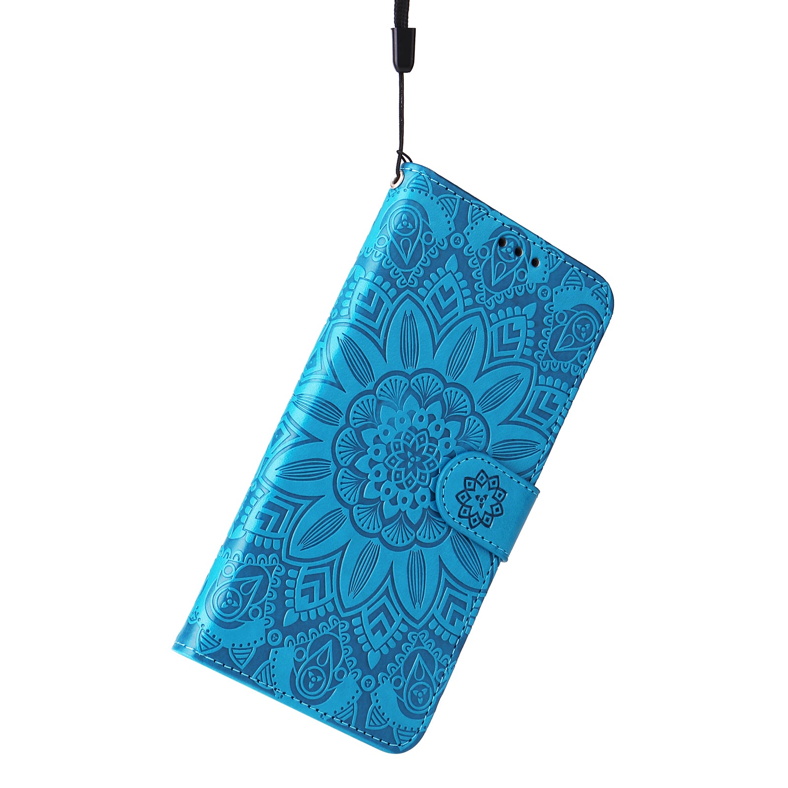 For Samsung Galaxy F34 5G / M34 5G Anti-Scratch Phone Cover Sunflower Imprint PU Leather Wallet Stand Case - Blue