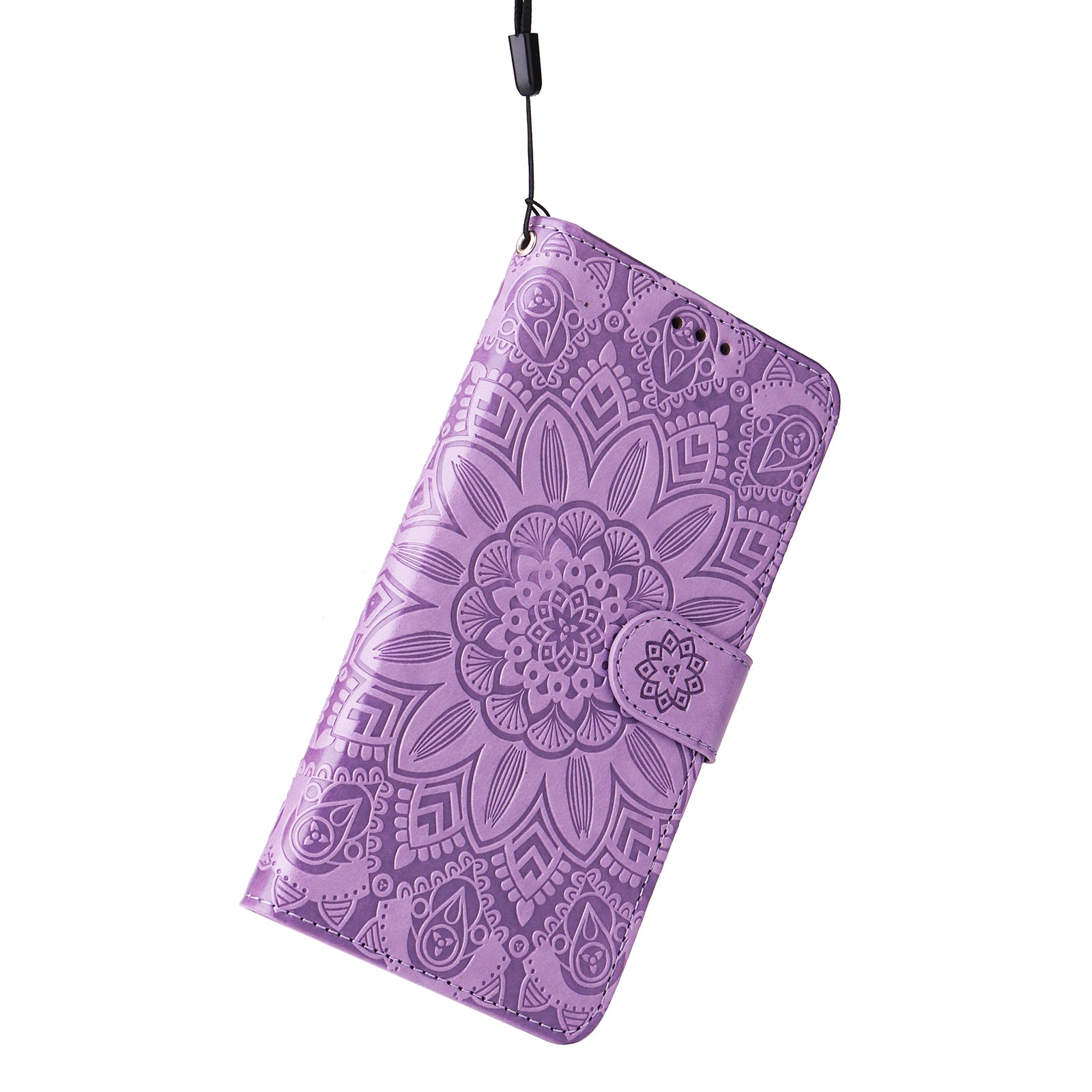 For Samsung Galaxy F34 5G / M34 5G Anti-Scratch Phone Cover Sunflower Imprint PU Leather Wallet Stand Case - Purple