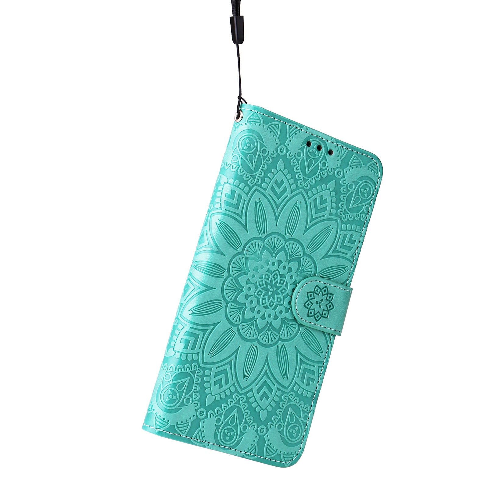 For Samsung Galaxy F34 5G / M34 5G Anti-Scratch Phone Cover Sunflower Imprint PU Leather Wallet Stand Case - Green