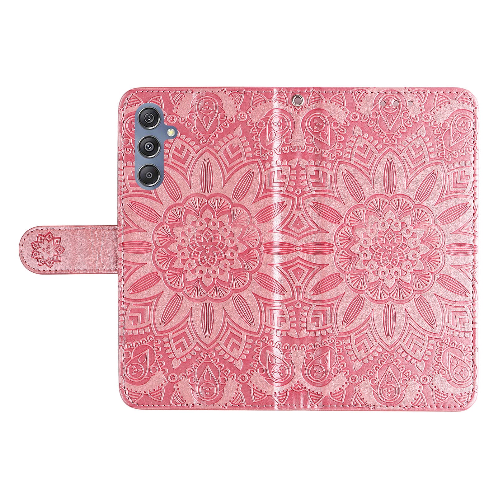 For Samsung Galaxy F34 5G / M34 5G Anti-Scratch Phone Cover Sunflower Imprint PU Leather Wallet Stand Case - Pink