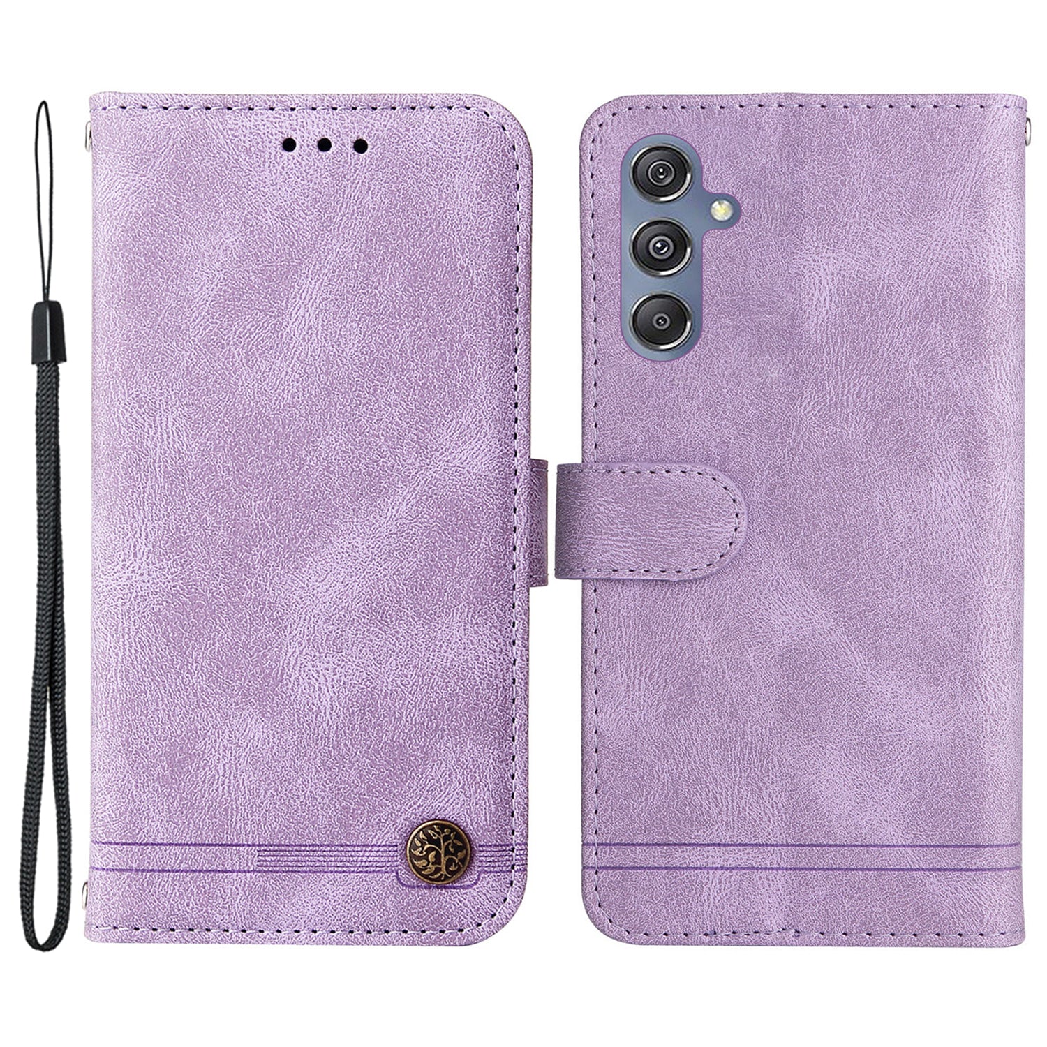 For Samsung Galaxy F34 5G / M34 5G Imprinted Lines Stand Wallet Cover Anti-drop PU Leather Phone Case - Purple