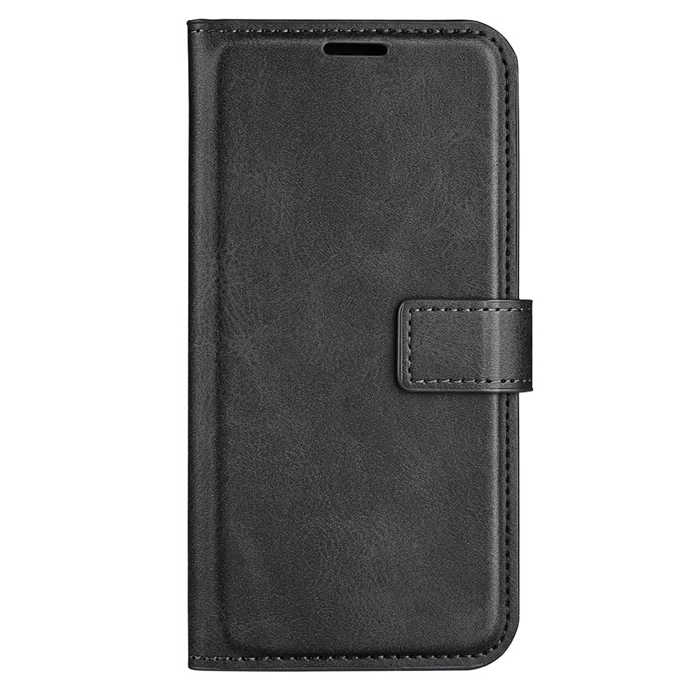 For Samsung Galaxy F34 5G / M34 5G Calf Texture Wallet Stand Cell Phone Cover Magnetic Closure PU Leather Case - Black