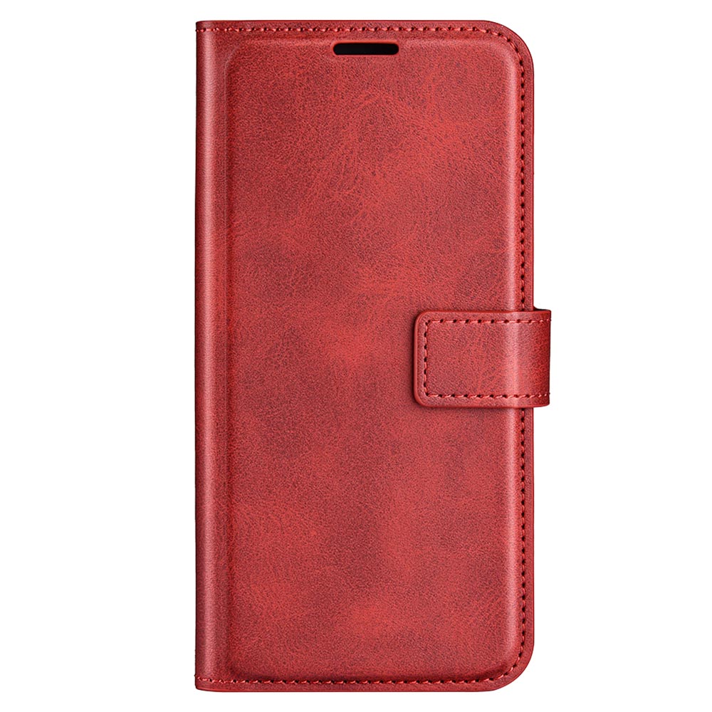 For Samsung Galaxy F34 5G / M34 5G Calf Texture Wallet Stand Cell Phone Cover Magnetic Closure PU Leather Case - Red