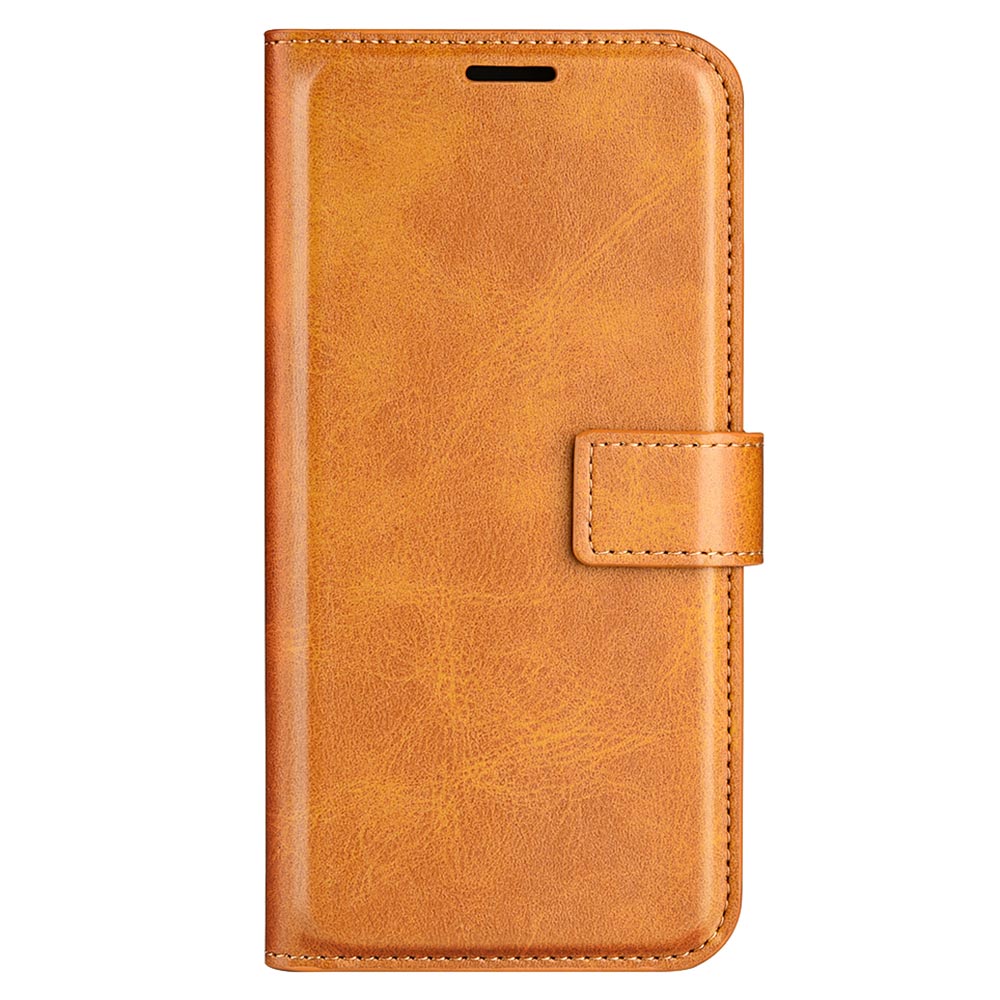 For Samsung Galaxy F34 5G / M34 5G Calf Texture Wallet Stand Cell Phone Cover Magnetic Closure PU Leather Case - Yellow