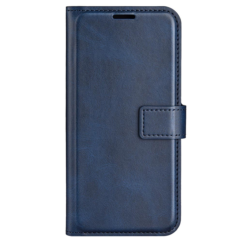 For Samsung Galaxy F34 5G / M34 5G Calf Texture Wallet Stand Cell Phone Cover Magnetic Closure PU Leather Case - Blue